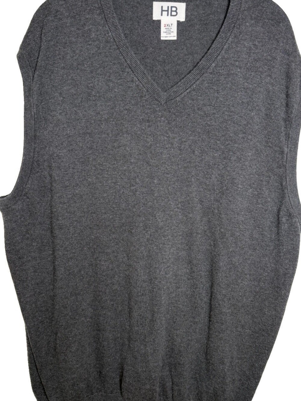 HB Harbor Bay Charcoal Gray Sweater Vest Mens 2XLT TALL V-Neck Lightweight